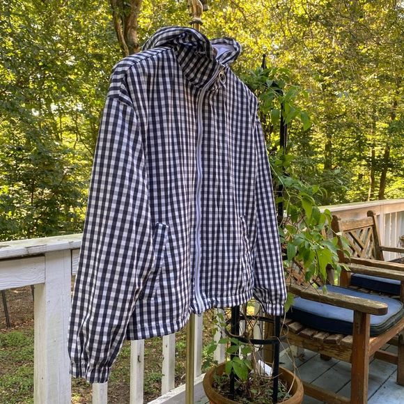 Forever 21 Black White Gingham Rain Jacket Windbreaker - Picture 4 of 7